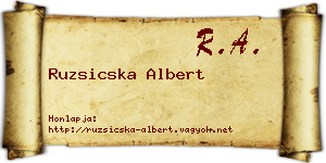 Ruzsicska Albert névjegykártya